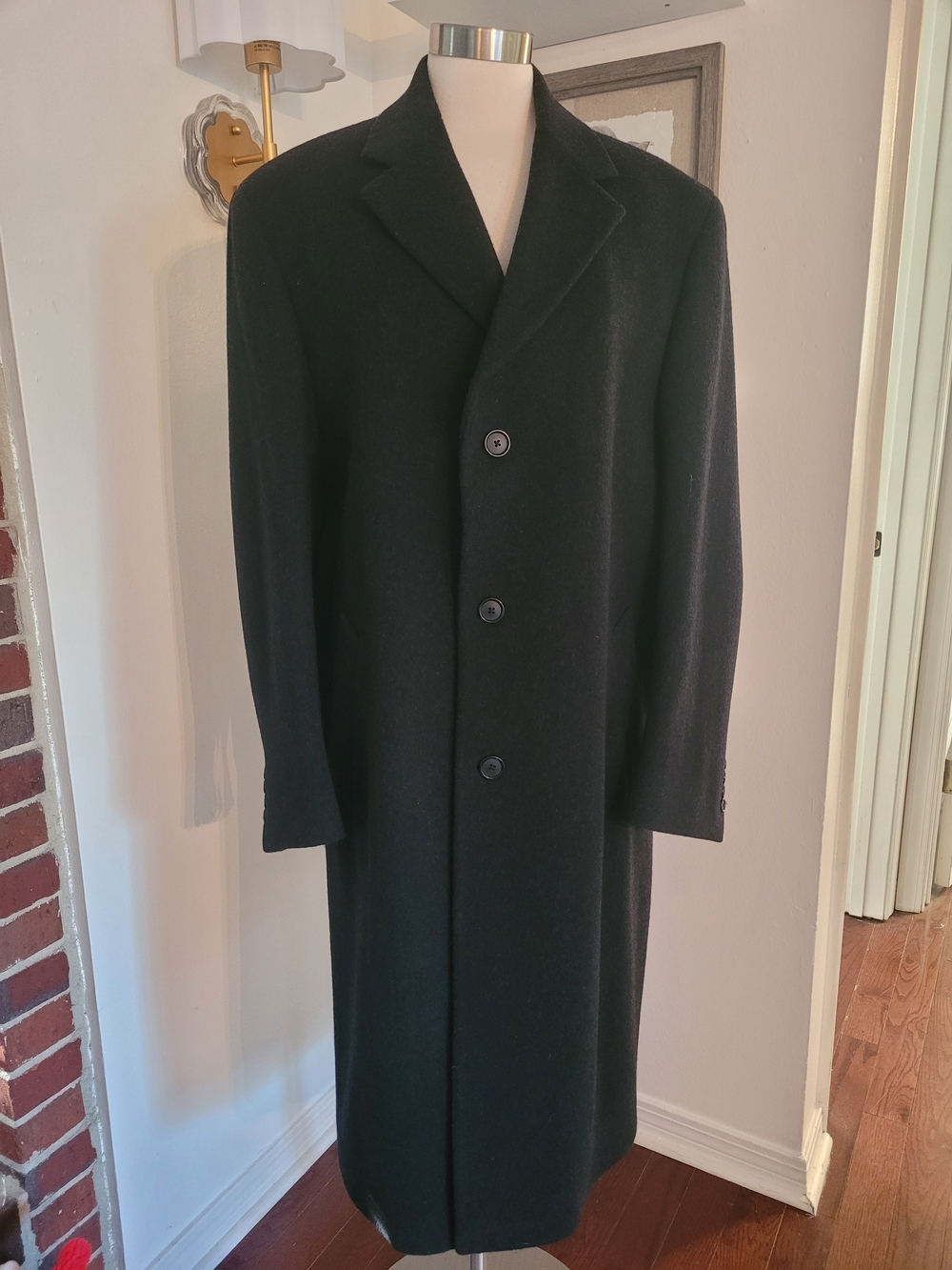 Jos. A. Bank Black Wool Single-Breasted Trench Coat